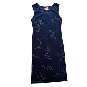 Expressions Junior 7 Navy Blue Crushed Velvet Floral Glitter Body-con Mini Dress
